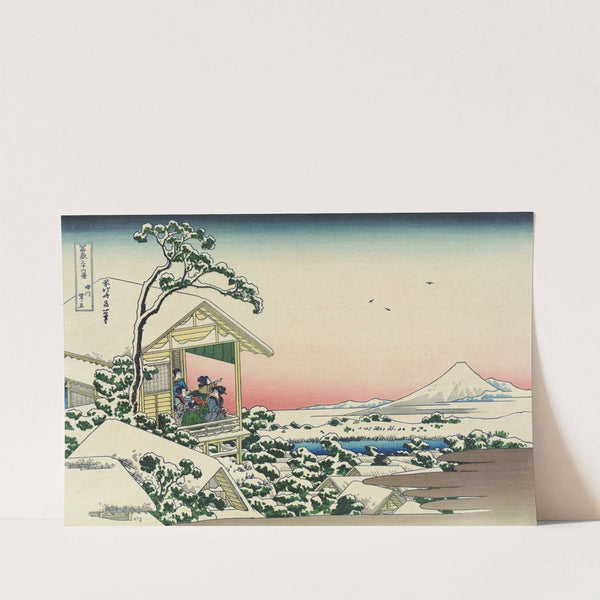Teahouse at Koishikawa the morning after a snowfall by Katsushika Hokusai