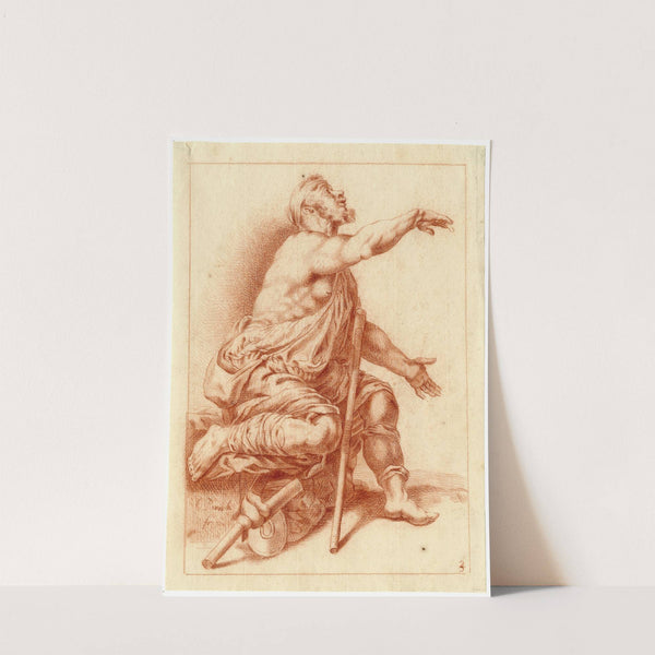 Tekening van een zittende kreupele man by Cornelis Pronk