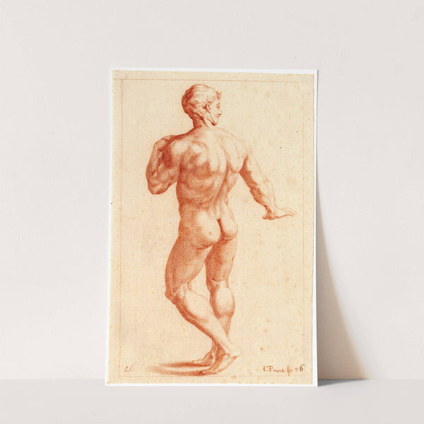 Tekening van staande naakte man op de rug gezien by Cornelis Pronk