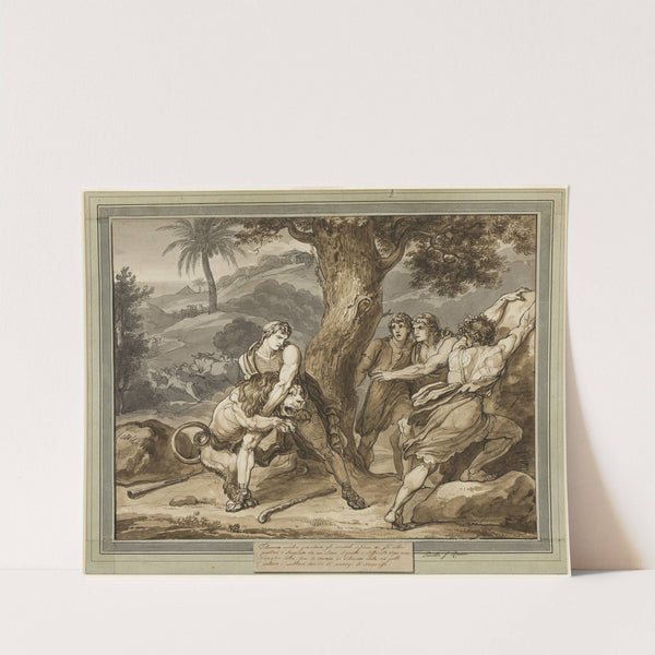 Telemachus Battles the Lion, from The Adventures of Telemachus, Book 2 (1808) by Bartolomeo Pinelli