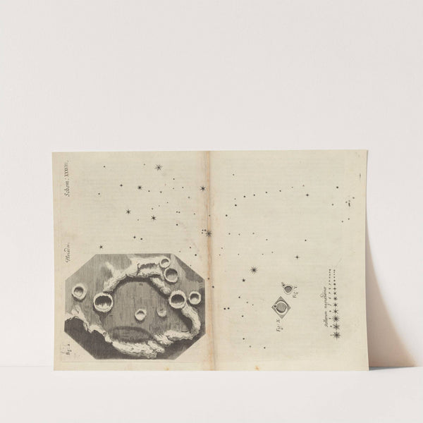 Telescopic view of moon and stars (1665) by Robert Hooke