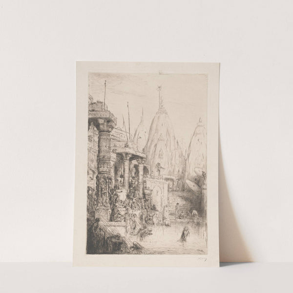 Tempel met figuren aan de Ganges (c. 1877 - c. 1932) by Marius Bauer