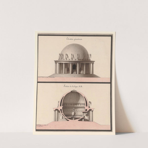 Temple consacré à l’Egalité. Elévation géométrale ; Section de la ligne AB (1793-1794) by Jean Jacques Lequeu
