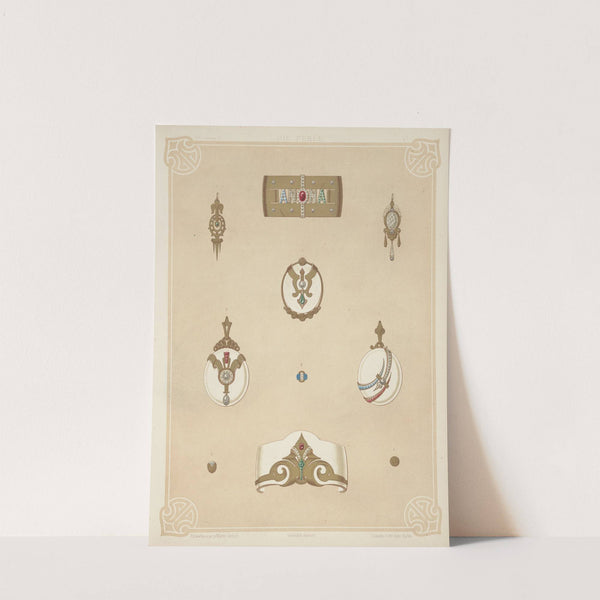 Ten Designs For Jewelry, Including Gold Bracelet With Word Anona In Jewels. (1872 - 1873) by Martin Gerlach