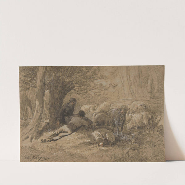 Tending the Sheep (19th century) by Charles Emile Jacque