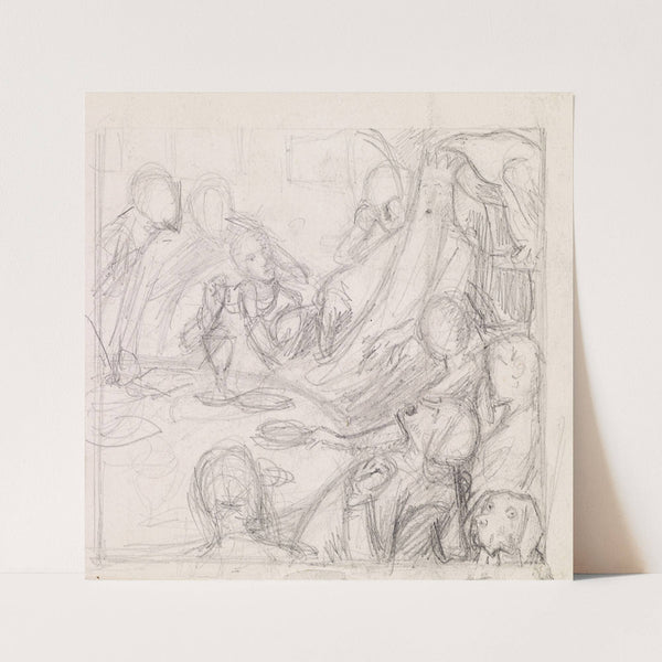 Tennyson’s The Day-Dream – Sketch of the King and Courtiers awakening the Revival (1855-56) by Sir John Everett Millais