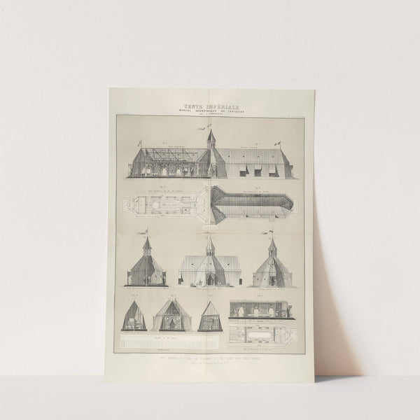 Tent impériale. Plan, elévation et coupe de l’ensemble et des détails d’une tente impériale. (1859) by Jules Verdellet