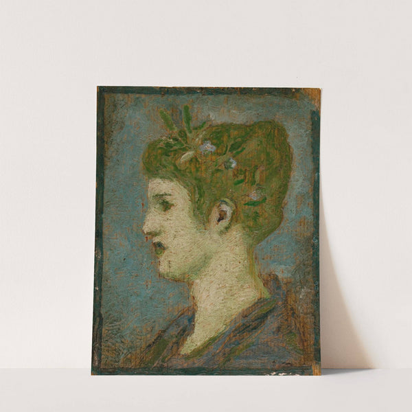 Tête de femme couronnée de feuillage, profil gauche by Henri Cros