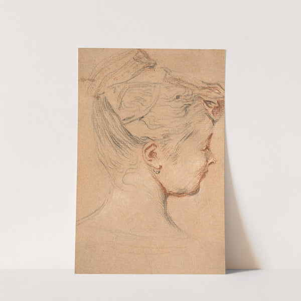Tête de femme de profil by Jean-Antoine Watteau