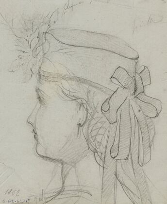 Tête de femme portant un chapeau (1862)