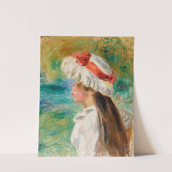 Tête de jeune fille coiffée d'un chapeau de jardin by Pierre-Auguste Renoir