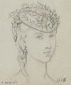 Tête féminine avec coiffe fleurie (1866)