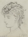 Tête féminine avec coiffe fleurie (1866)