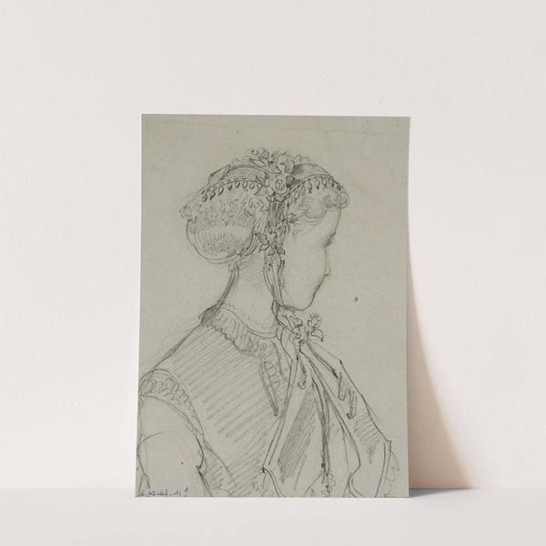 Tête féminine avec coiffe fleurie nouée sous le menton (1867) by Anaïs Colin-Toudouze