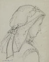 Tête féminine de dos avec coiffe de dentelle nouée sur la nuque (1872)