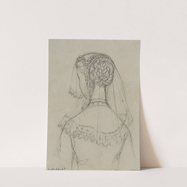 Tête féminine de dos avec voile brodé (1867) by Anaïs Colin-Toudouze