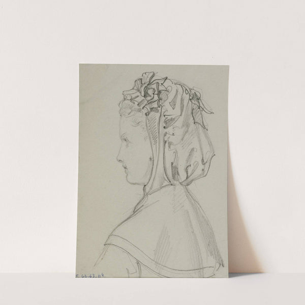 Tête féminine de profil avec bonnet à volants (1872) by Anaïs Colin-Toudouze
