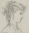 Tête féminine de profil avec coiffe fleurie (1862-1872)