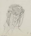 Tête féminine vue de dos avec coiffe à barbes de dentelle (1862-1872)