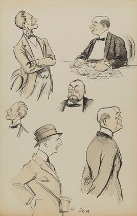 têtes ou bustes de cinq messieurs