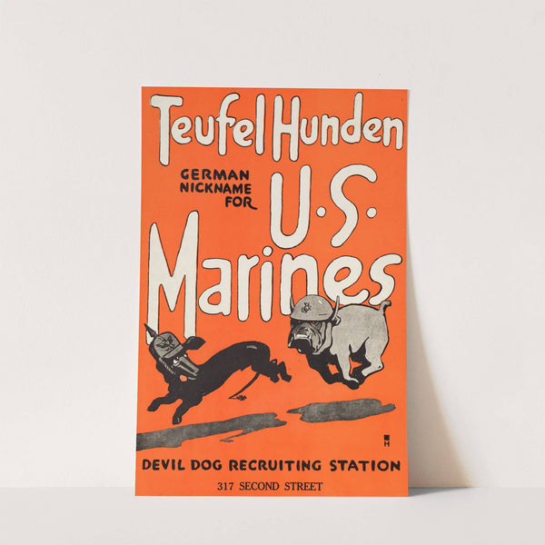Teufel hunden. German nickname for U.S. Marines. Devil dog recruiting station by Anonymous
