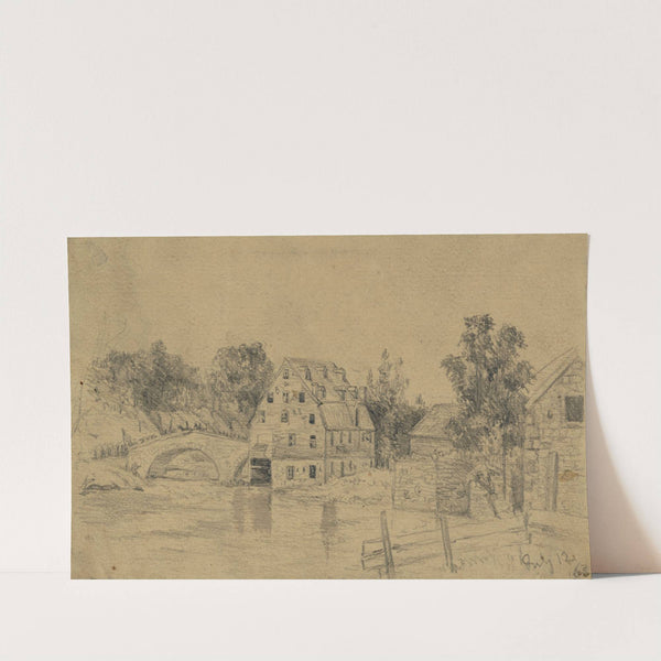 The 6th Corps (Genl. Sedgwick) crossing the bridge at Funkstown (Antietam Creek) in pursuit of Genl. Lee's forces after Gettysburg by Edwin Forbes