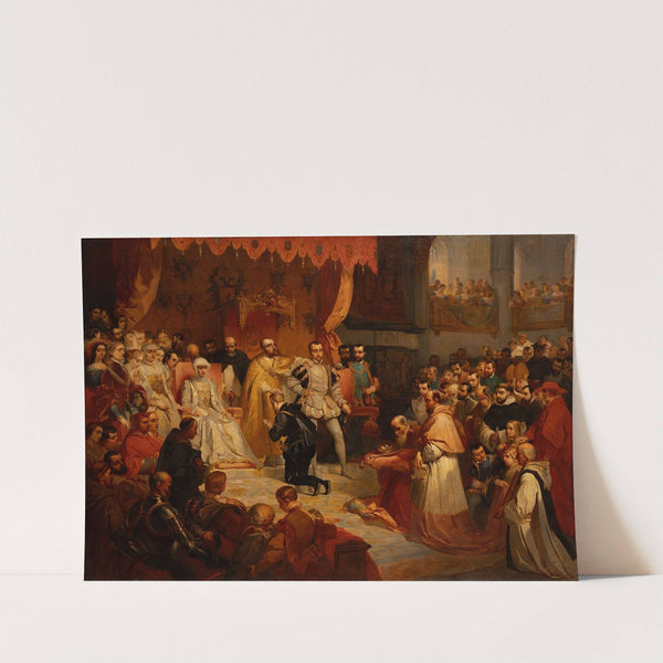 The abdication of Emperor Charles V in favor of his son Philip II . At Brussels, 25 October 1555 by Louis Gallait