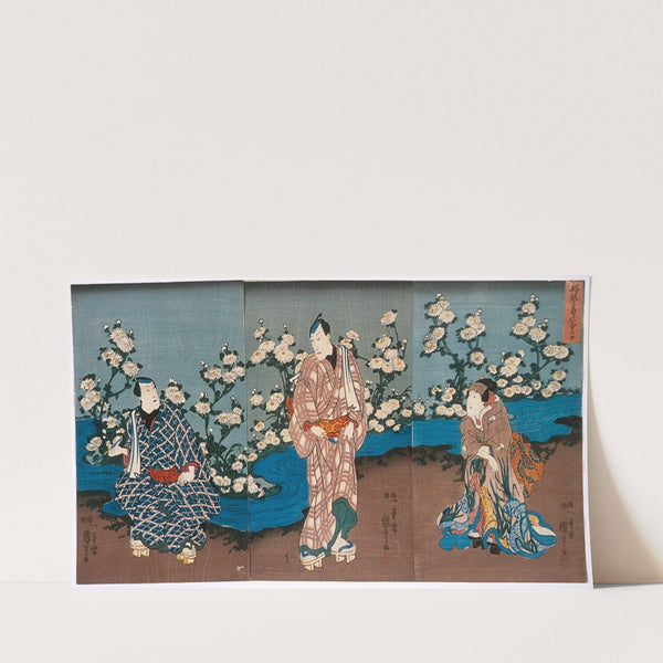 The Actor Onoe Kikugorō III Viewing Chrysanthemums and Stream (circa 1850) by Utagawa Kuniyoshi