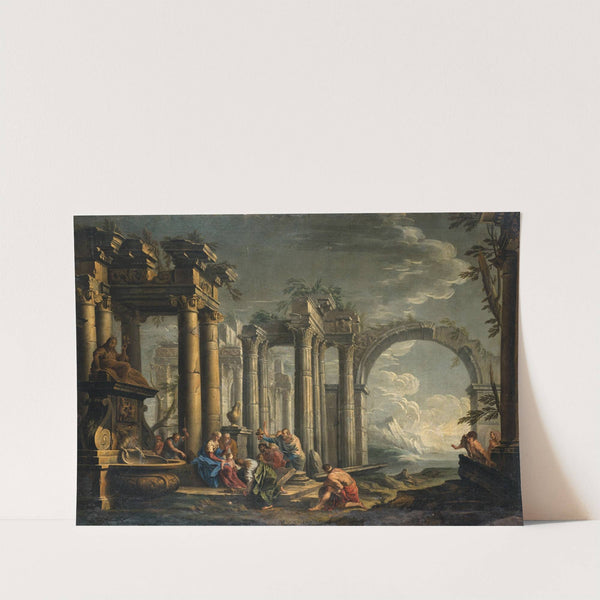 The Adoration of the Magi, in a landscape with ruins by Lombard School