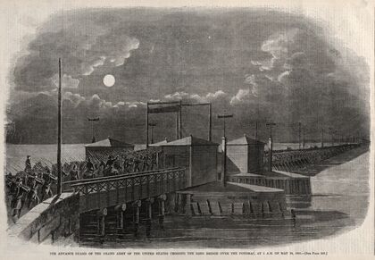 The Advance Guard of the Grand Army of the United States Crossing the Long Bridge over the Potomac, at 2 a.m. on May 24, 1861 (1861)