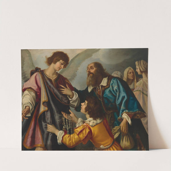 The angel Raphael refusing the gifts offered by Tobias by Studio oOf Giovanni Biliverti