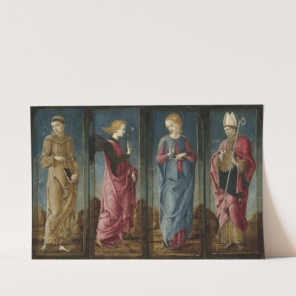 The Annunciation with Saint Francis and Saint Louis of Toulouse (four panels) by Cosmè Tura