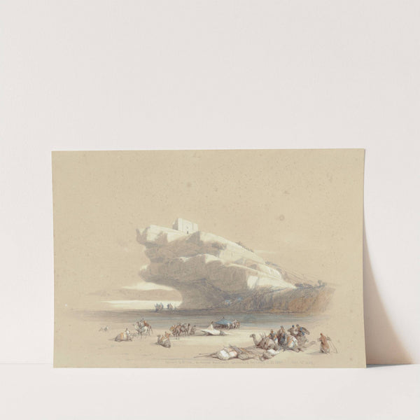 The approach to Petra, looking up to an ancient watchtower (1839) by David Roberts