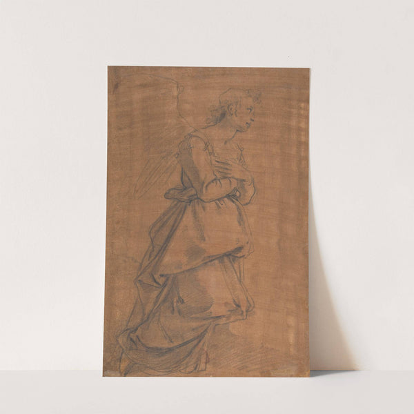 The Archangel Gabriel Kneeling to the Right; Small Study of Head at Lower Left by Jacopo da Empoli