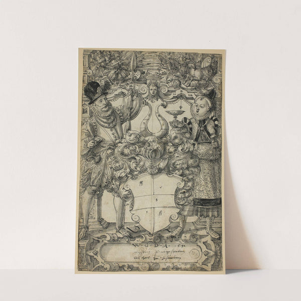 The Arms of Habsberg Flanked by an Elegant Couple by Daniel Lindtmayer