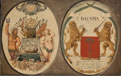 The Arms of the Dutch East India Company and of the Town of Batavia