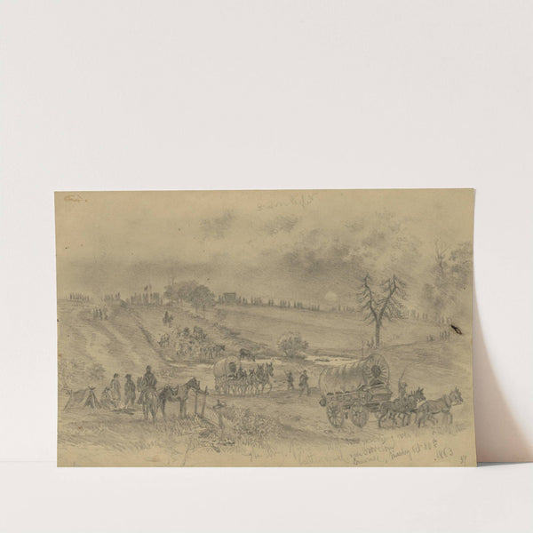 The Army of the Potomac marching over the second Bull Run battleground near Groveton by Edwin Forbes