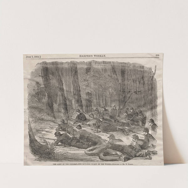 The Army of the Potomac – Our Outlying Picket in the Woods (1862) by Winslow Homer