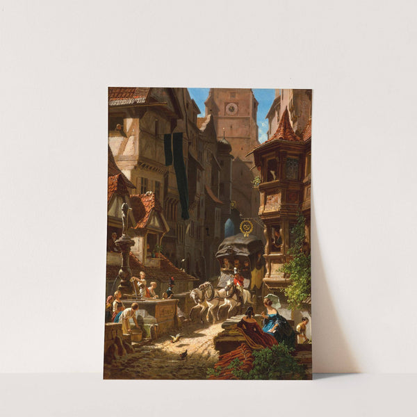 The arrival of the stagecoach (circa 1859) by Carl Spitzweg