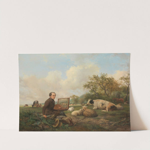 The Artist Painting a Cow in a Meadow by Hendrikus van de Sande Bakhuyzen