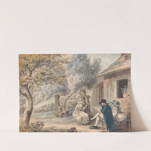 The Artist Sketching Mlle. de St. Legier as a Shepherdess by James Moore