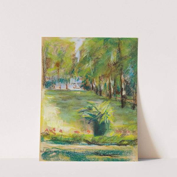 The Artist’s Garden Seen to the East from the Terrace with a View of the Birch Avenue and the Wannsee by Max Liebermann