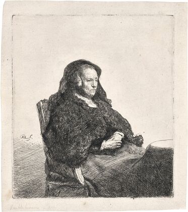 The Artist’s Mother seated at a Table, looking right