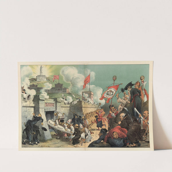 The attack on our outer ramparts - first the house of refuge - then the public schools - then - the Constitution! by Joseph Ferdinand Keppler