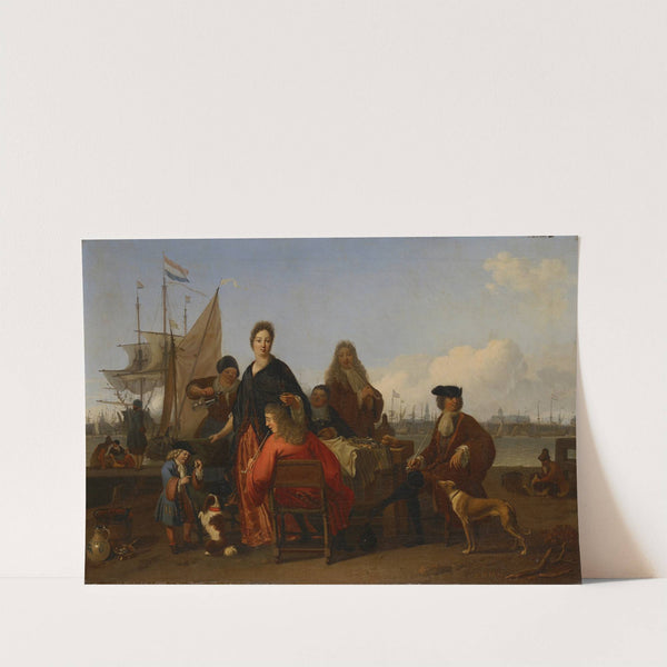 The Bakhuysen and de Hooghe Families dining at the Mosselsteiger (Mussel Pier) on the Y, Amsterdam, Ludolf Bakhuysen, 1702 (1702) by Ludolf Backhuysen