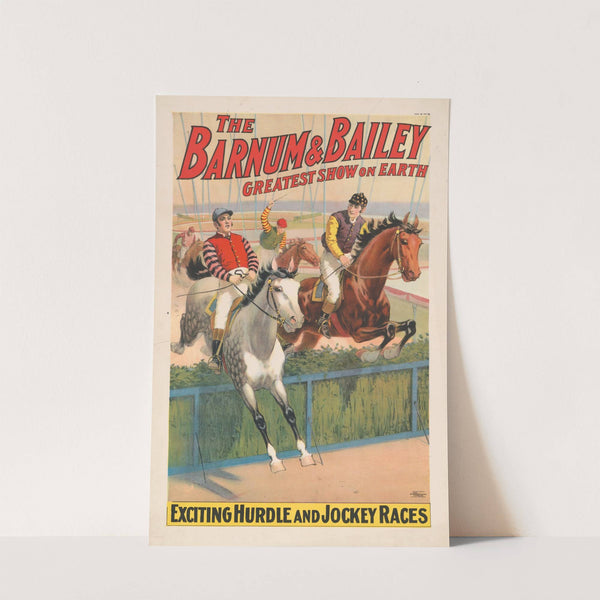 The Barnum & Bailey greatest show on earth. Exciting hurdle and jockey races (1900) by Strobridge & Co. Lith.