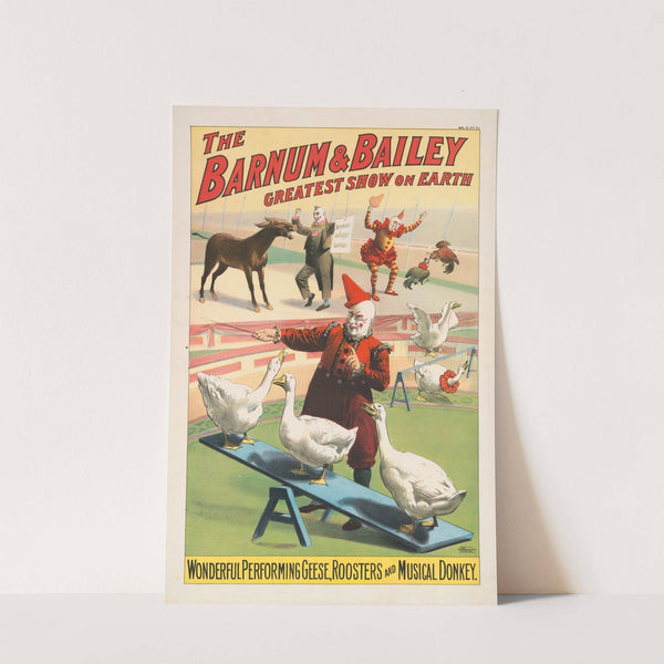 The Barnum & Bailey greatest show on earth. Wonderful performing geese, roosters and musical donkey (1900) by Strobridge & Co. Lith.