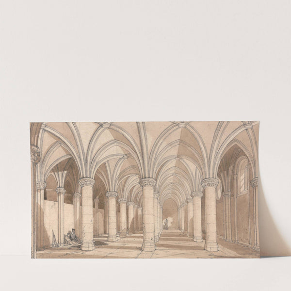 The Barons’ Hall, Mont Saint Michel (1820) by John Sell Cotman