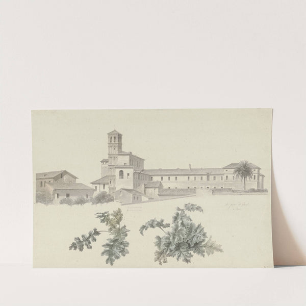 The Basilica of Santi Giovanni e Paolo in Rome, with Two Studies of Plants (c. 1809 - c. 1812) by Josephus Augustus Knip
