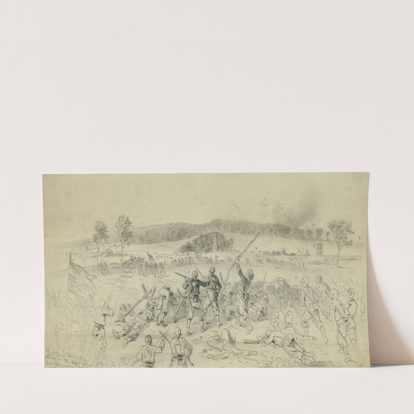 The battle of Antietam–Charge of Burnside 9th Corps on the right flank of the Confederate Army (1862) by Edwin Forbes